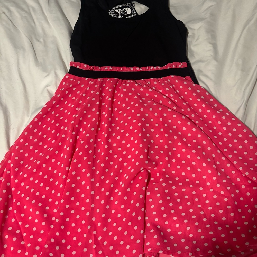 Sourpuss Black and Pink Polka Dot Dress